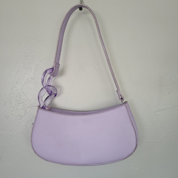 Lilac Purple Small Purse Y2K Lucite Chain Shoulder Bag Baguette 90s Light - Picture 9 of 11